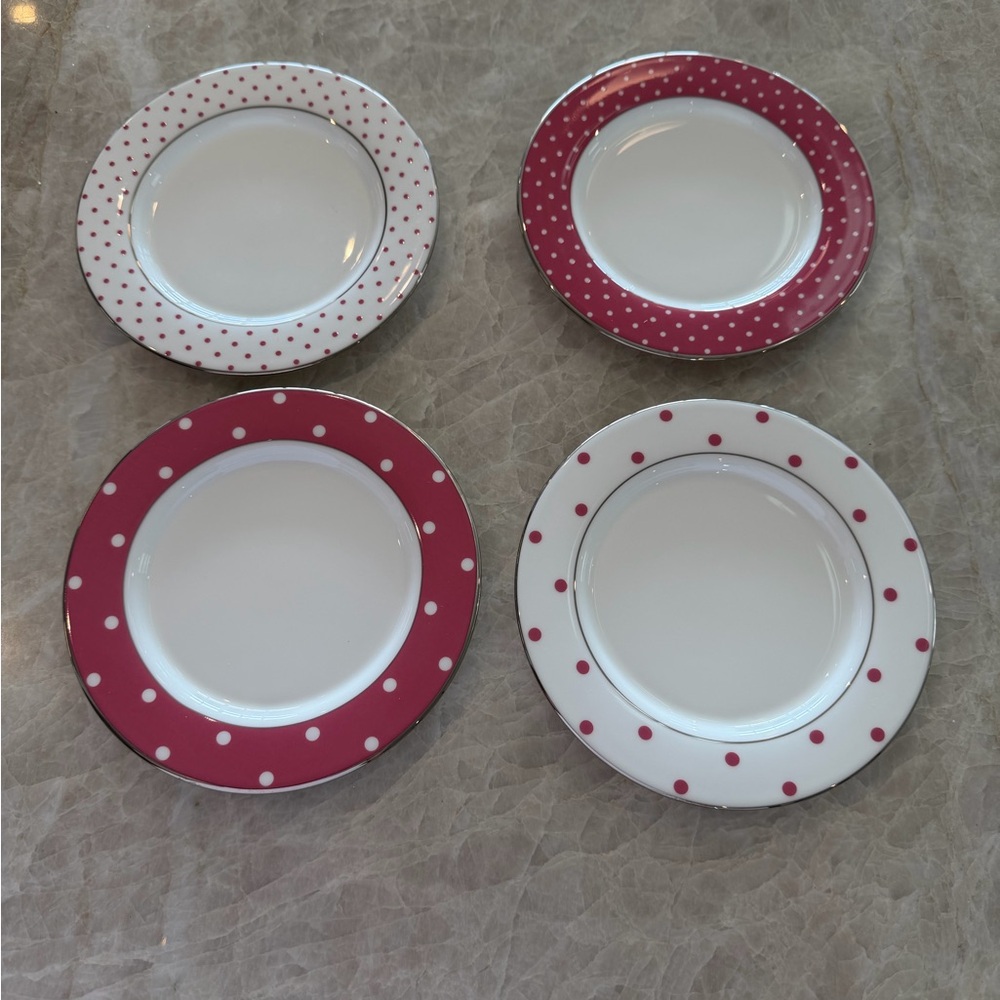 Kate Spade Lennox Larabee Road Pink Tidbit Plate Set